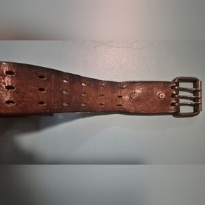Vintage Brown Leather Belt Bag with Metal Rivets